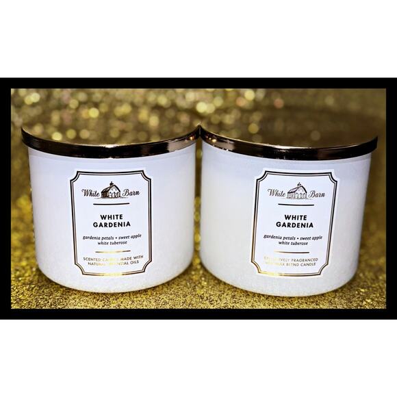 Lot of 2 Bath & Body Works White Barn White Gardenia Large 3-Wick Candle 14.5oz - Picture 1 of 4